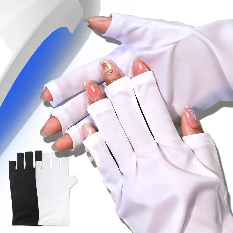 Anti UV Gloves Gel Professional Protection Gloves For ManicuresProtect Hands Nail Art Stretchy Fingerless Glove For Home Outdoor Qme
