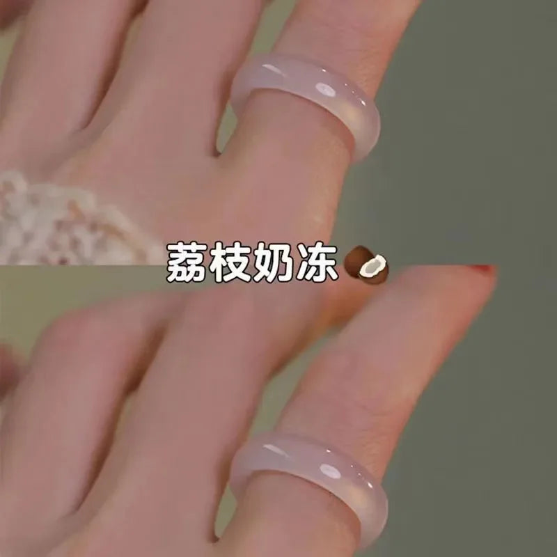 2026 Fashion New Cute Chinese Style Sweet Natural Glass Ring Ancient Texture Court Fashion Couple Ring Popular Trend Jewelry Qme 1 piece 4