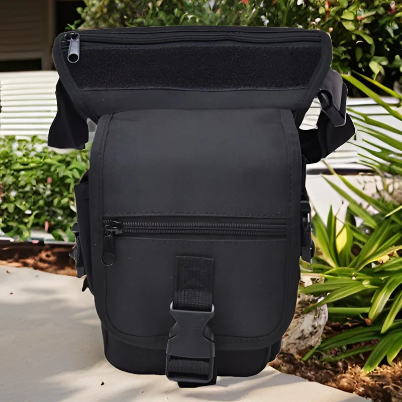 Cycling Leg Bag Tactical Thigh Multi-pocket EDC Outdoor Molle Waist Qme black