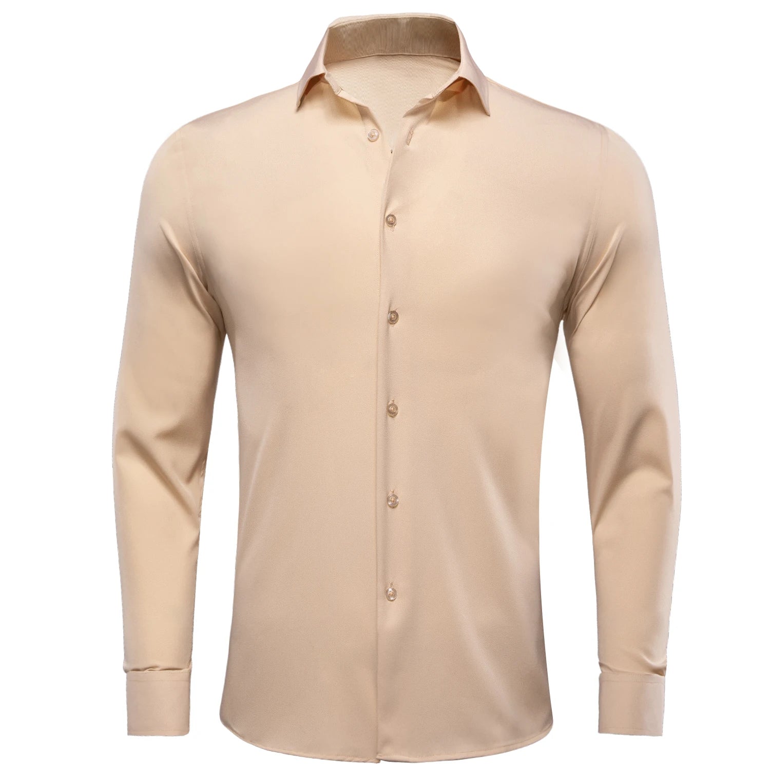 Hi-tie Plain Solid Silk Men's Shirts Long Sleeve Lapel Dress Suit Qme CY-1084 M