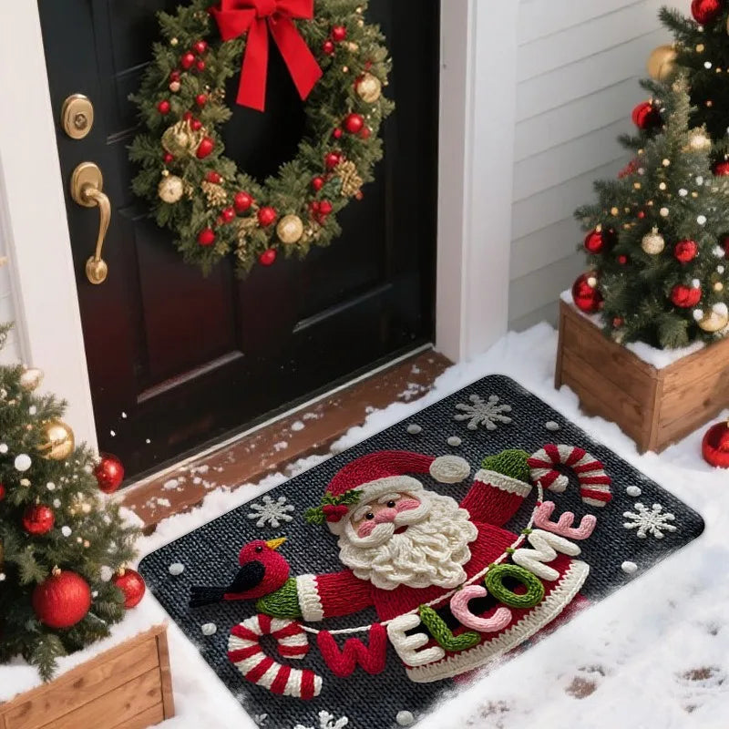 Christmas Doormat Non-slip Santa Claus Design Indoor Outdoor Use Home Qme Santa Claus 50cmx80cm