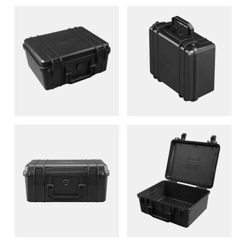 A02F-Portable Suitcase Thicken Plastic Hard Case Equipment Hardware Toolbox Large-Capacity Instrument Box With Sponge Qme Grey