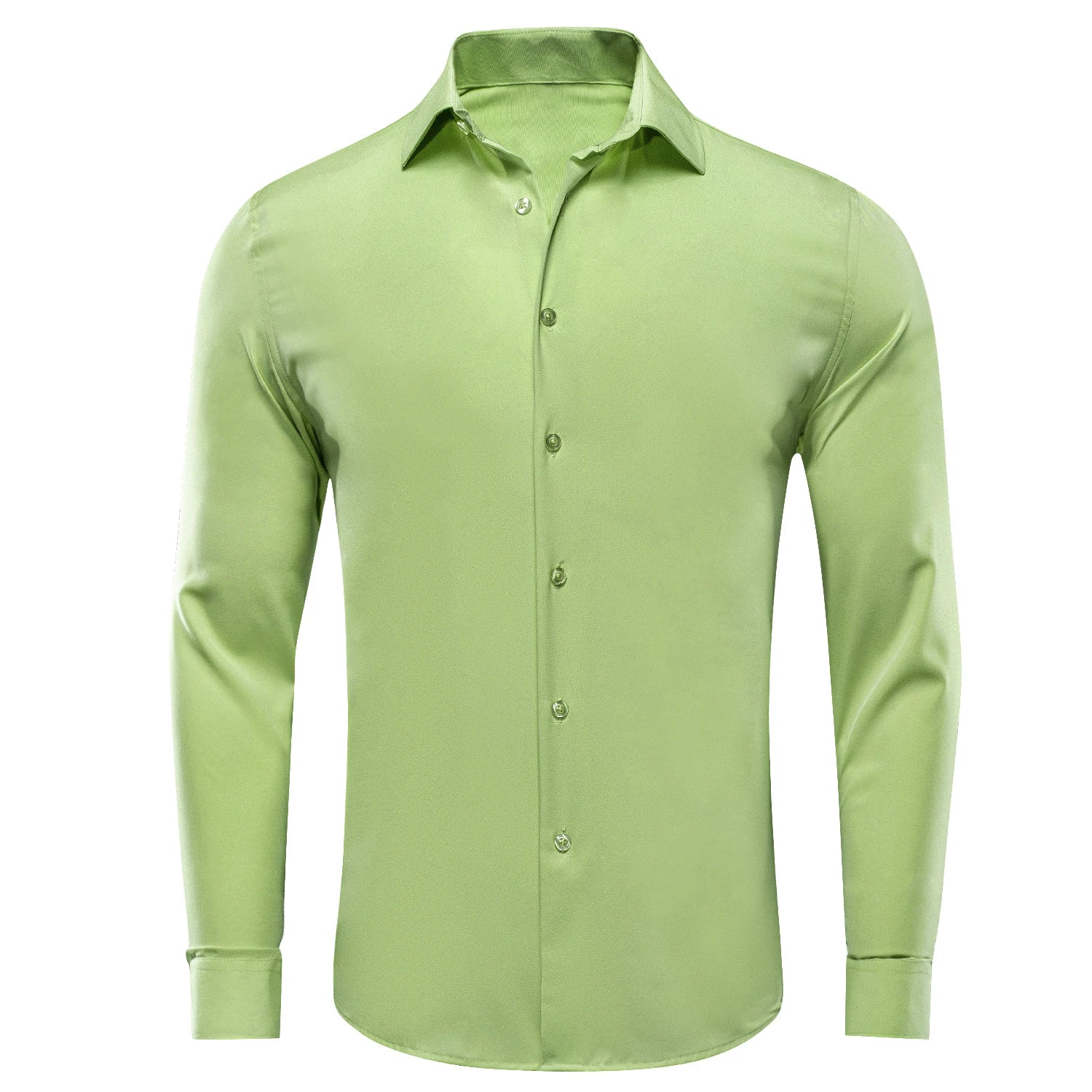 Hi-tie Plain Solid Silk Men's Shirts Long Sleeve Lapel Dress Suit Qme CY-1625 M