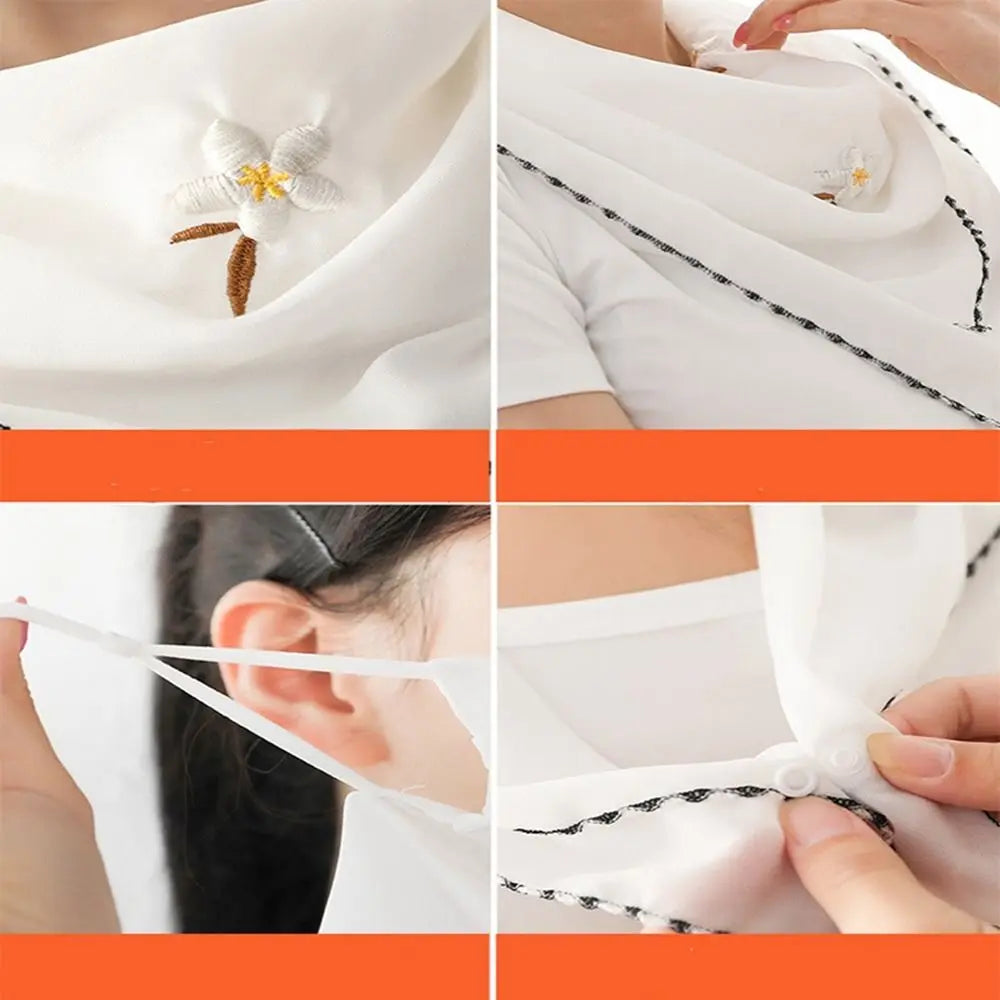 Neck Scarf Embroidered Scarf Sun UV Protection Unisex Hiking Fishing Ice Silk Mask Triangular Scarf Face Cover Sunscreen Veil Qme