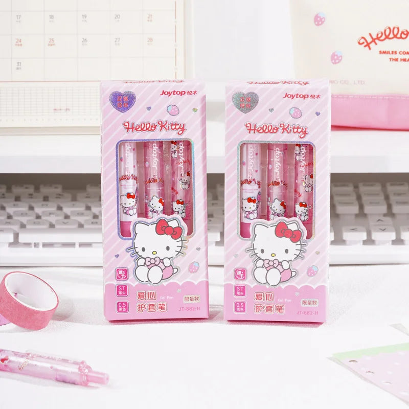 Hello Kitty Push-Button Ballpoint Pen Student ST: Easy to Write With Quick-Drying Black Ballpoint Pen Qme