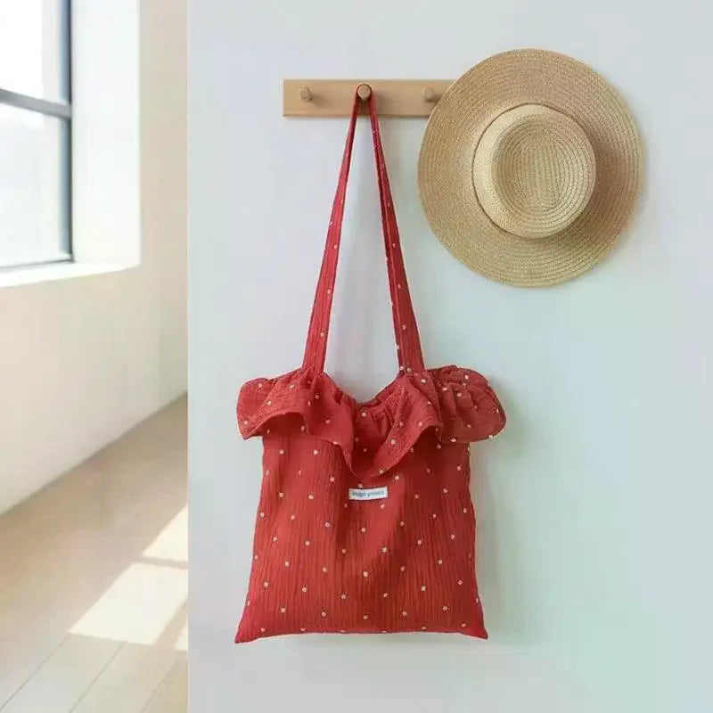 All Match Wave Point Chiffon Large Capacity Mesh Korean Style Women Commuting Shoulder Handbag Qme