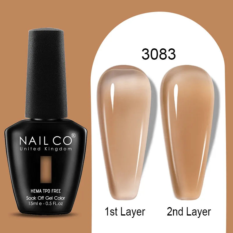 Nailco Jelly Gel Nail Polish Transparent Varnishes 44 Colors Red Pink