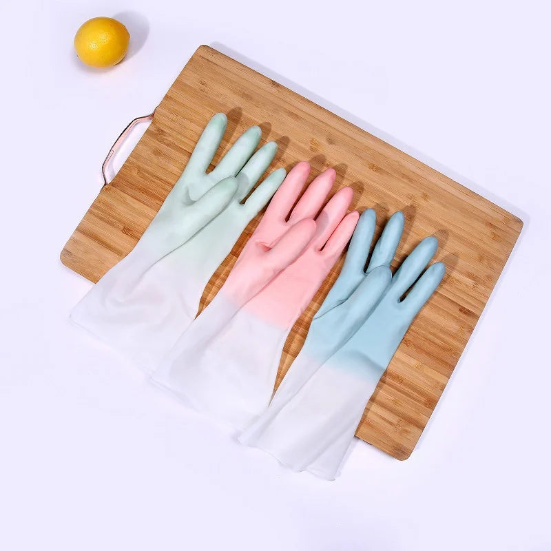 Wear Resistant Oil-proof Rubber Gloves Non-slip Household Cleaning Qme