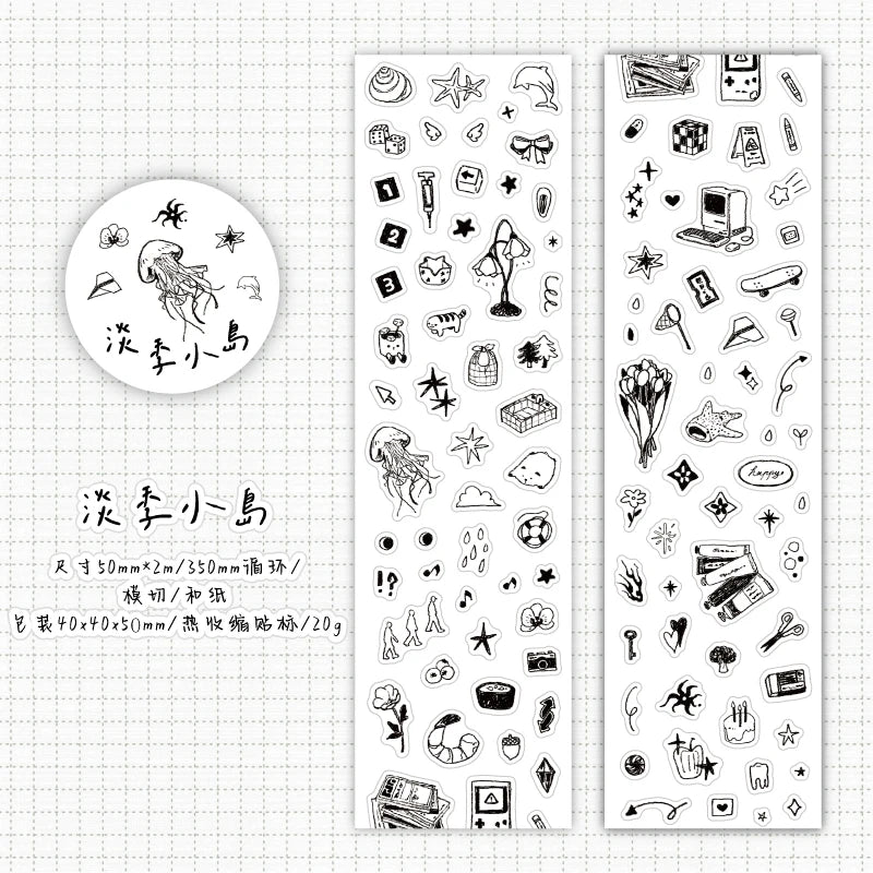 50mm*2m/Roll Cute Cartoon Kitchen Making Tapes School supplies DIY Scrapbook Stickers Diary Decor Planner Korean Stationery Tape Qme D 10 rolls