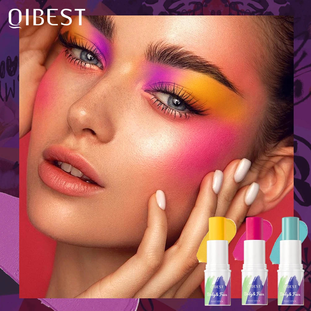 QIBEST Body Paint Stick Blendable Long-Lasting Colourful Eye Face Painting Sticks Pen Makeup Eyeliner Eyeshadow Cosmetics Qme