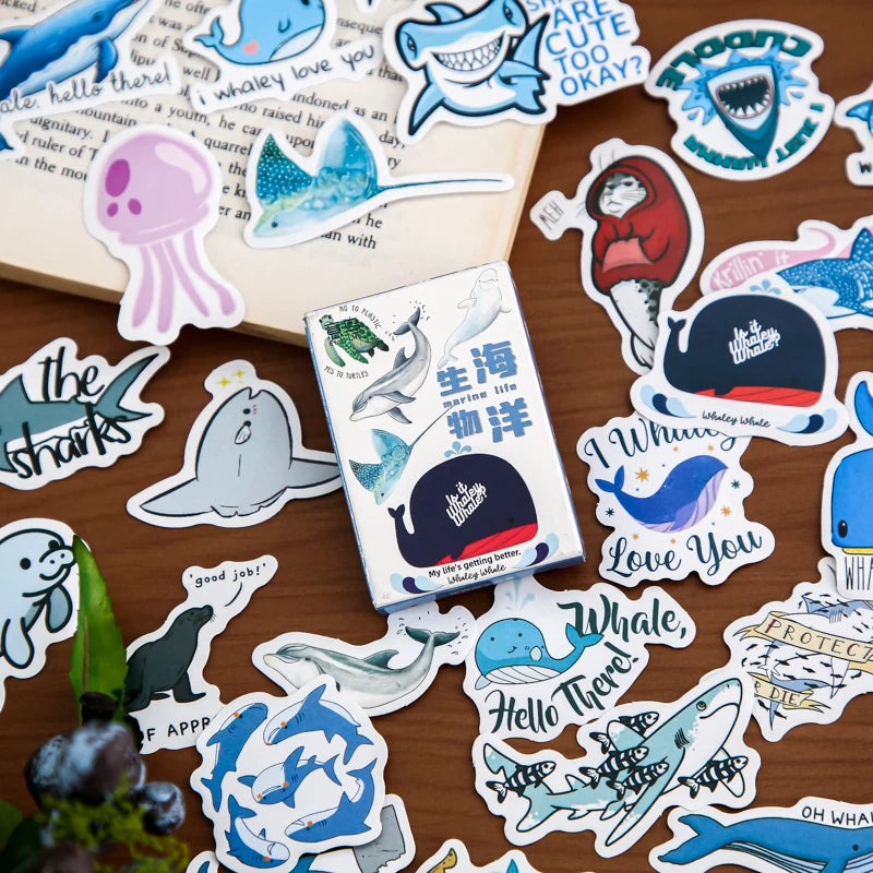 Cute Animal Sticker Pack with Panda, Dog, Penguin & Sea Creatures, Clearance Stickers for Collage,Notebooks & Water Cups Qme