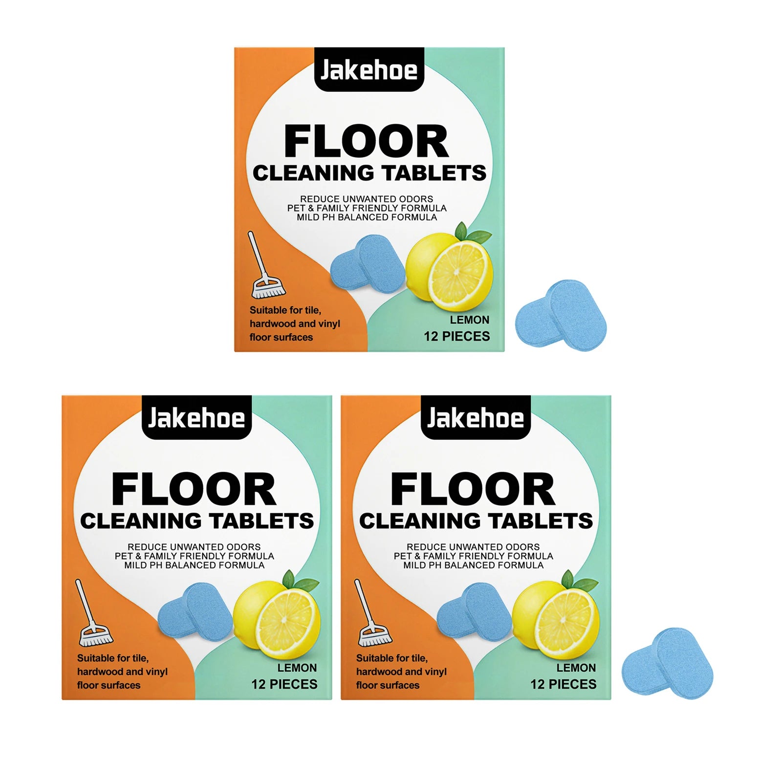 Floor Cleaning Tablet Removing Floor Stains Eliminate Odors Polishing Restore Shine Freshing Lemon Fragrant Daily Floor Cleaner Qme 3PCS B