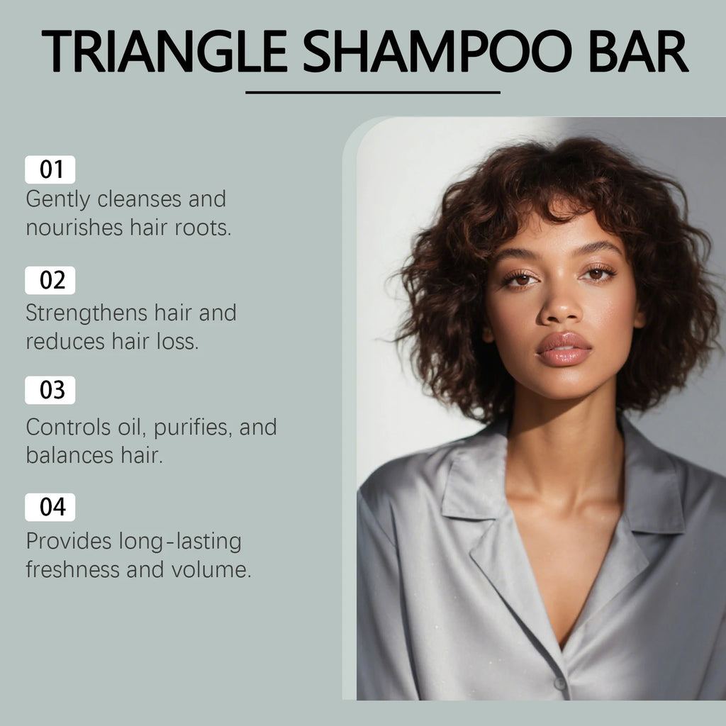 Nature Triangle Shampoo Bar Relieve Scalp Itching Refreshing Oil Control Remove Dandruff Improve Hair Loss Care Green Hair Soap Qme