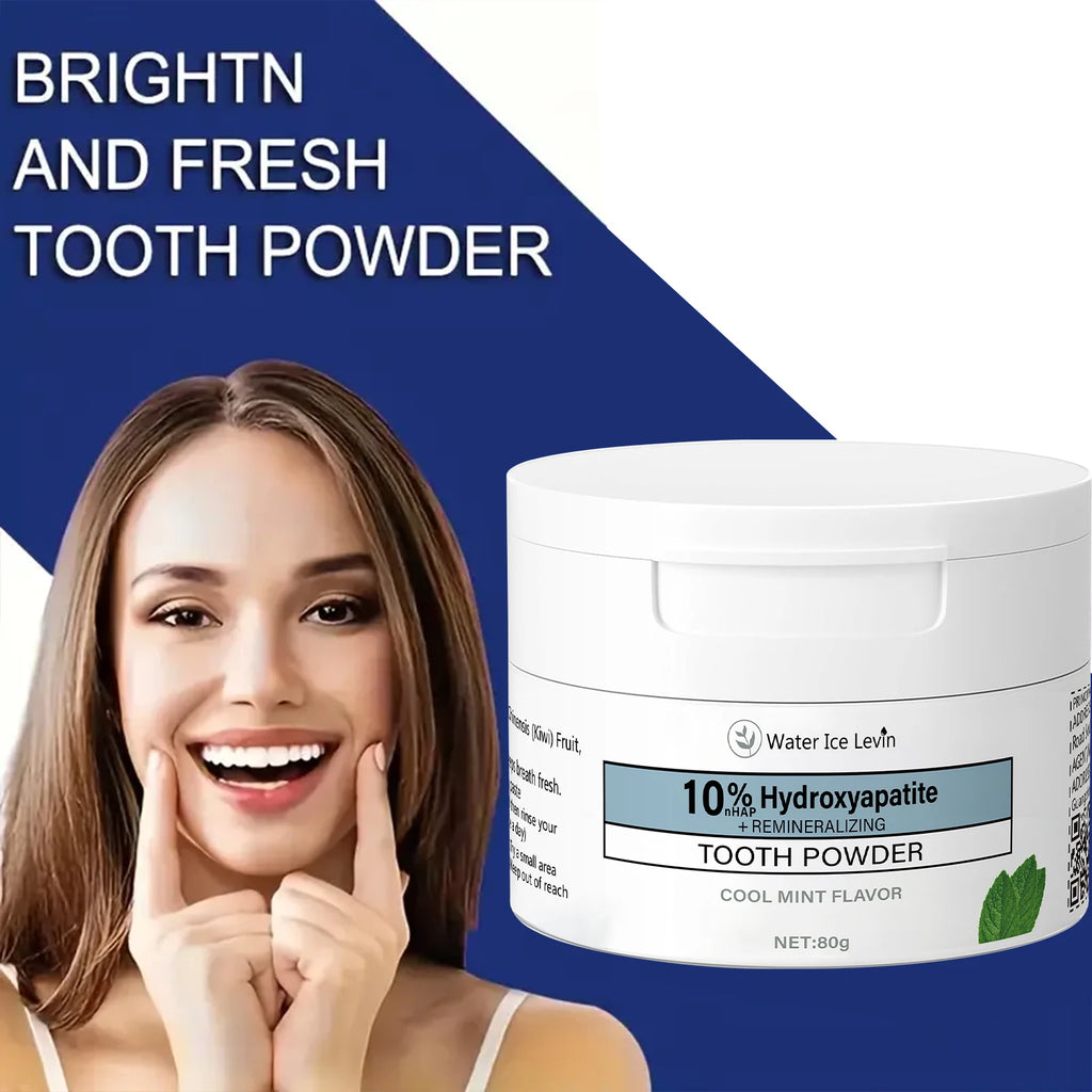 Tooth Powder with Cool Mint Flavor - Multi-functional Teeth Cleaning & Fresh Breath Formula with Charcoal & Hyaluronic Acid Qme