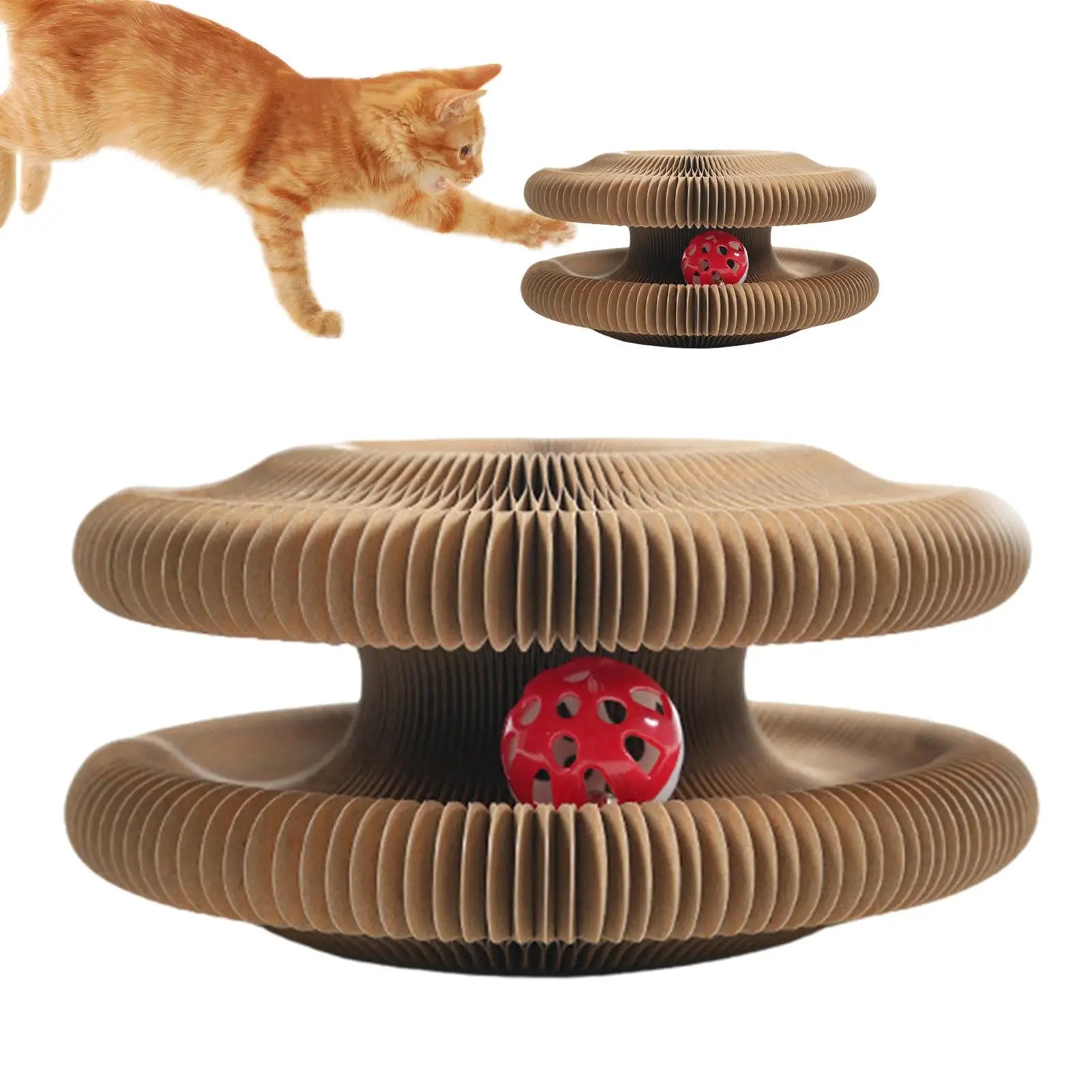 Cardboard Cat Scratcher Foldable Cat Ball Track Toy Pet Games for Hunting Simulation Mental Stimulation Exercise Training Indoor Qme