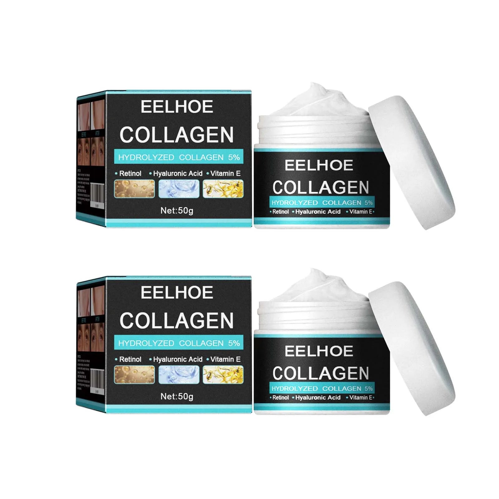 Collagen Creams For Men Smooth Wrinkle Firming Lifting Moisturizing Hyaluronic Acid Brightening Facial Cream Facial Skin Care Qme 2Pcs