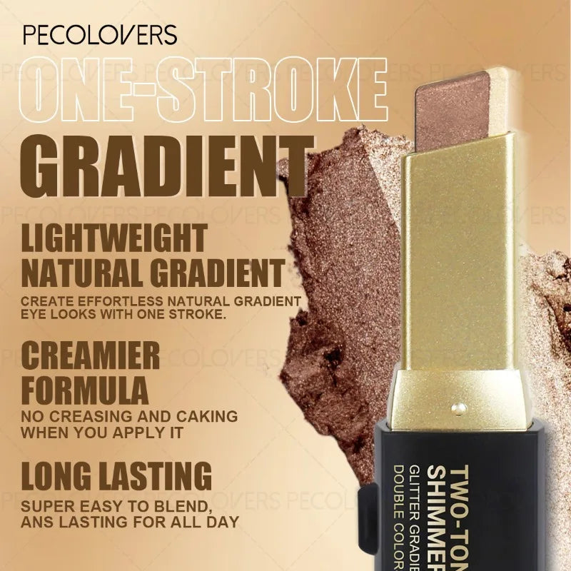 Pearl Shimmer Two-tone Eyeshadow Stick Pigmented Non-fading Qme