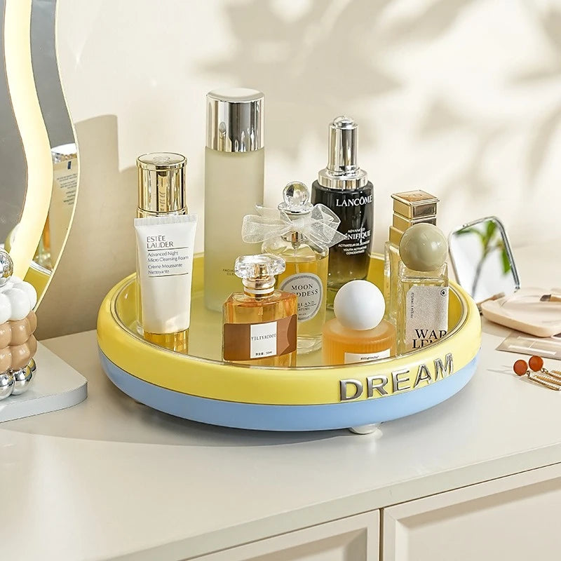 Luxury Plastic Rotating Organizer Cosmetic Storage Box Fruit Tray Qme Rotation-InsideYello