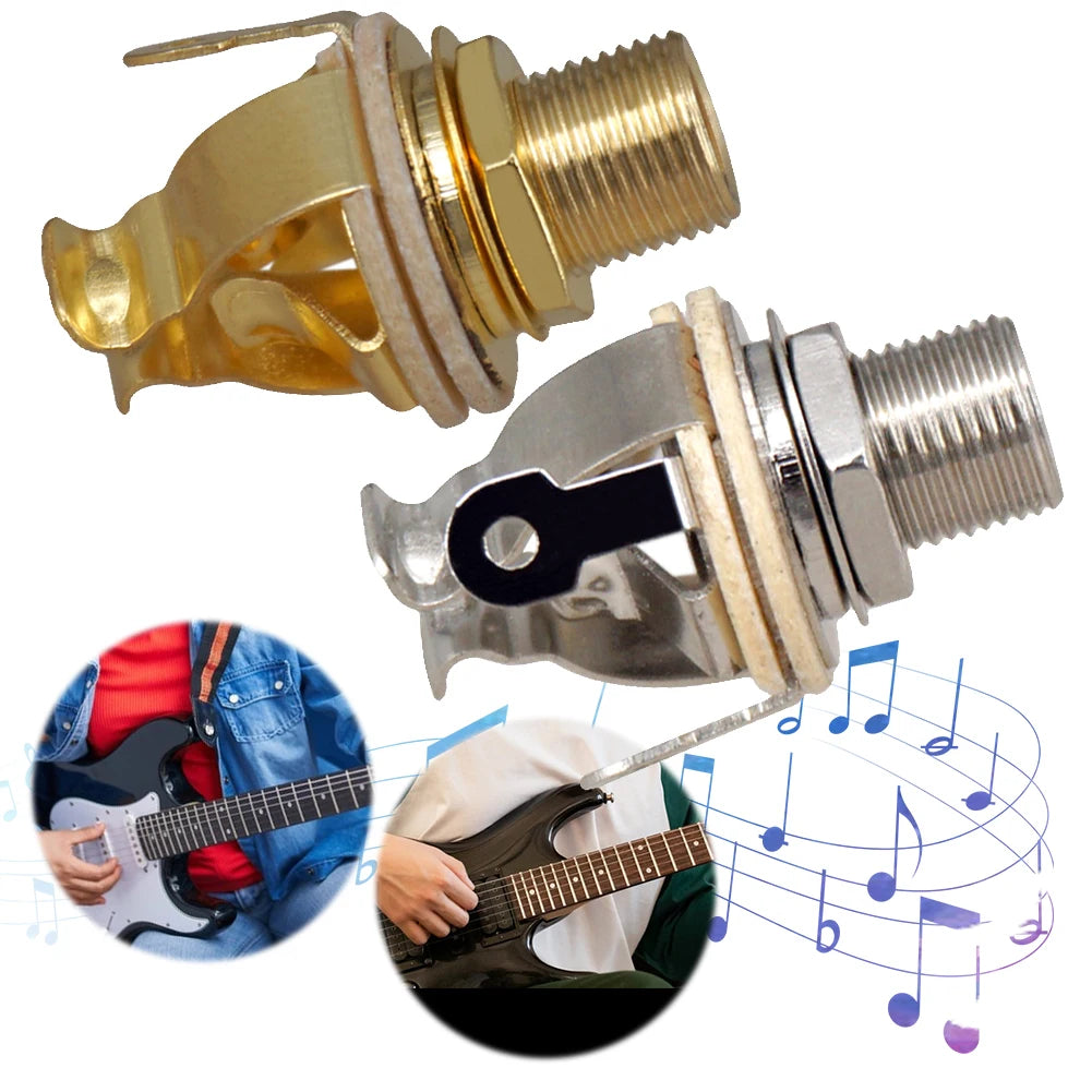 2Pcs 1/4 Inch 6.35Mm Guitar Pickup Output Jack Metal Guitar Mono Jack Socket Electric Guitar Mono Jack Guitar Accessories Qme