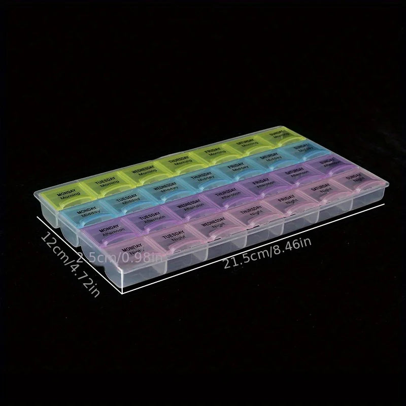 Organize Your Medications with This Portable, Large Capacity English Medicine Box - 28 Grids! Qme