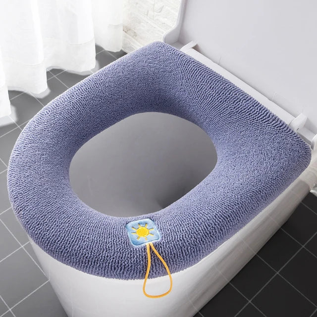 Thicken Warme WC Toilet Seat Cover Soft Mat Washable Closestool Mat Seat Case Toilet Lid Pad Bidet Cover Bathroom Accessories Qme purple