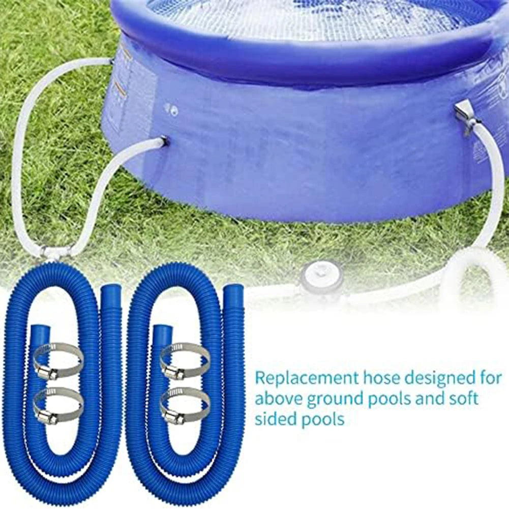 32mm Pool Hose Set With Metal Fastening Rings For Above Ground Pool System Compatibility With Pump Filter And Heating Units Qme