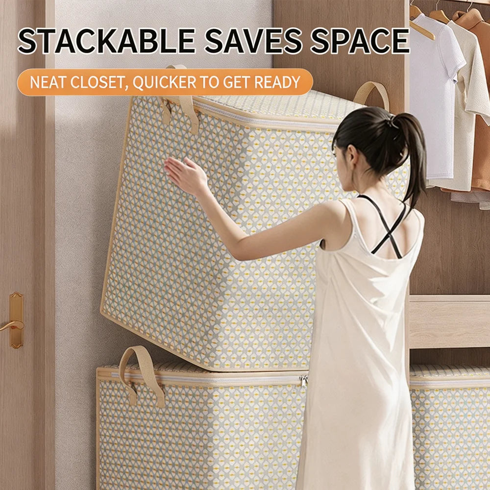 Extra Large Quilt Storage Bag for Home Moving Bedroom Clothes Organizer Packing Sack, Travel Luggage Storage Container Qme