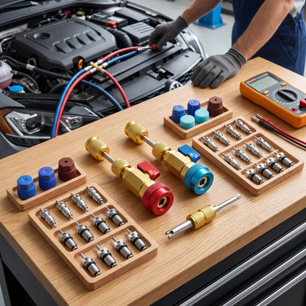 R134 Automotive Air Conditioning Valve Core Disassembly Tool Set, 31 Piece Set, Refrigerant Free Repair Tool Qme