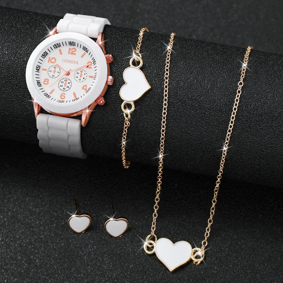 2026 Ladies' Korean version high-end fashion watch with simple classic faux leather strap watch set for women Qme