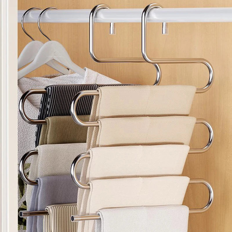 5 Layers Multi-functional Clothes Hangers Non-slip Pant Storage Rack Qme