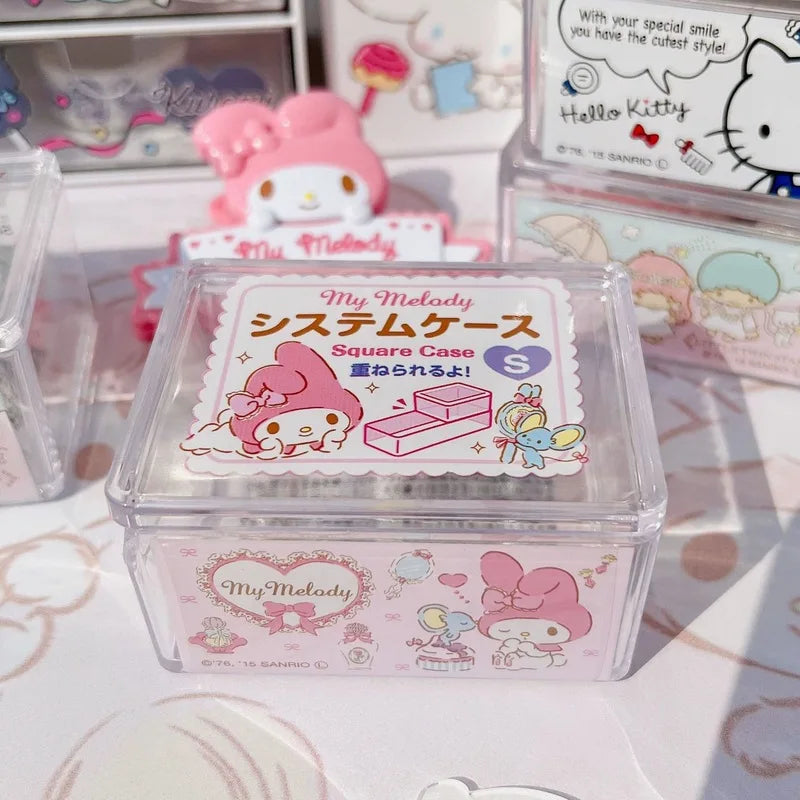 Hello Kitty Desktop Storage Box Transparent, Dust-Proof Jewelry Organizer for Instagram-Worthy Display Qme