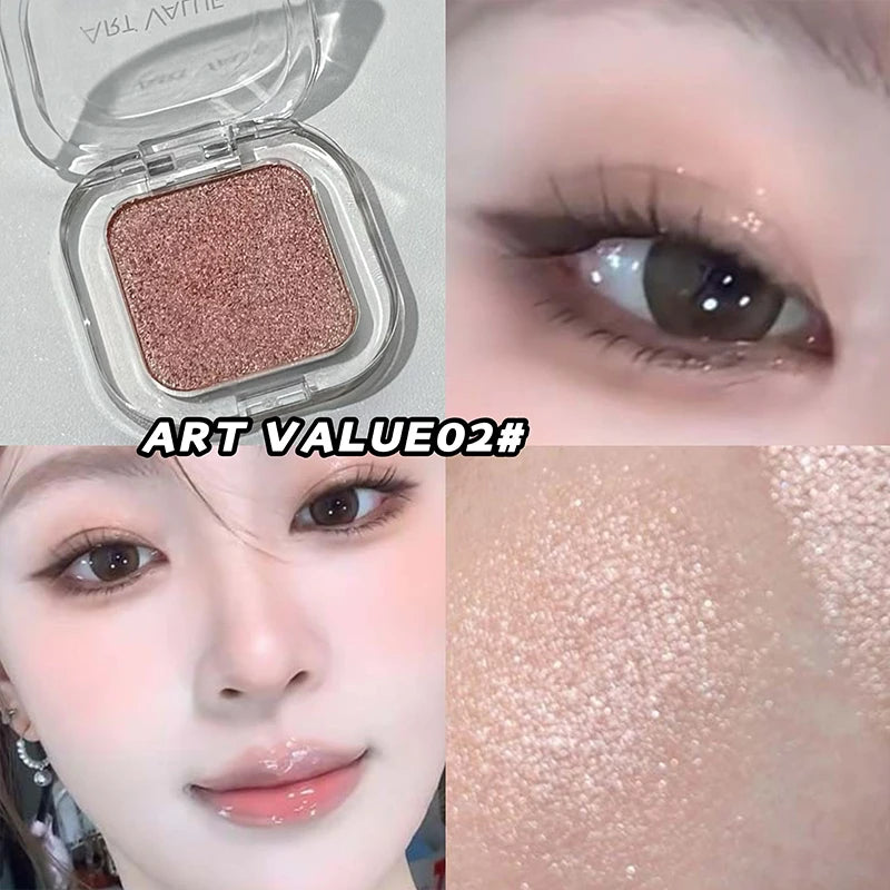 ART VALUE Single Color Eye shadow Shimmer Matte Delicate Long-lasting Makeup High Gloss Brightening Silkworm Eyeshadow Palette Qme 02