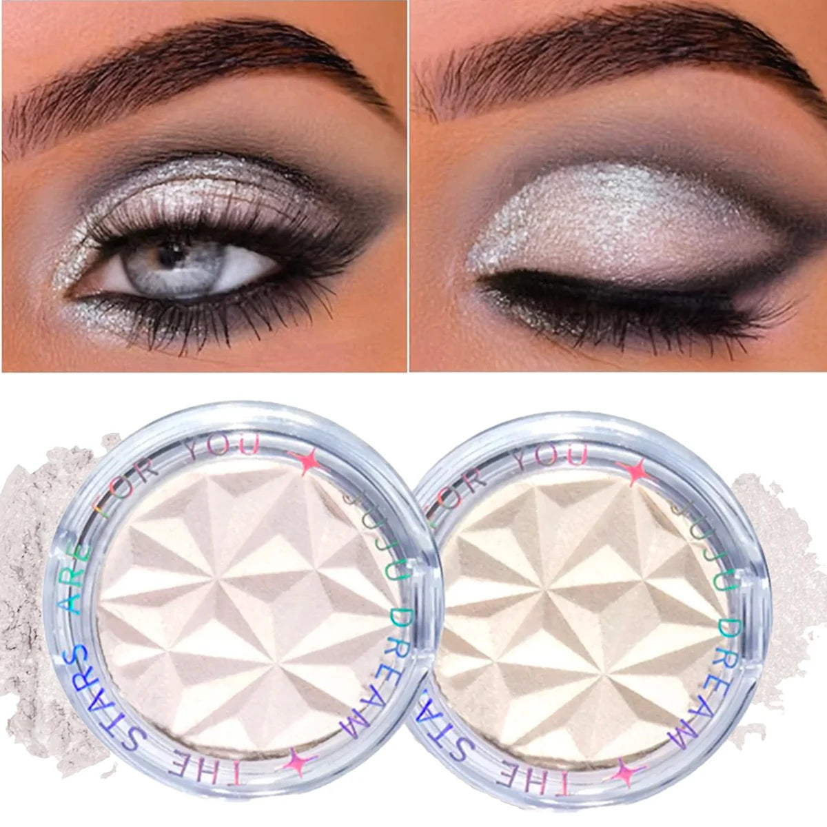 Shimmer Diamond Glow Highlighter 2-Color Palette Contour Brighten Qme 2 in set
