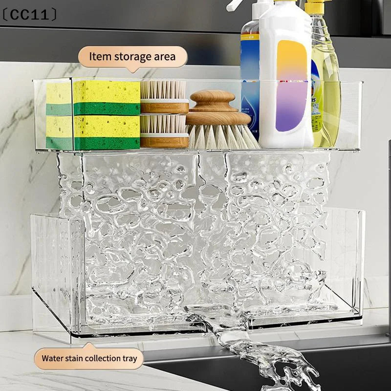 Multifunctional Sink Drain Rack Self Draining Dish Brush Storage Qme