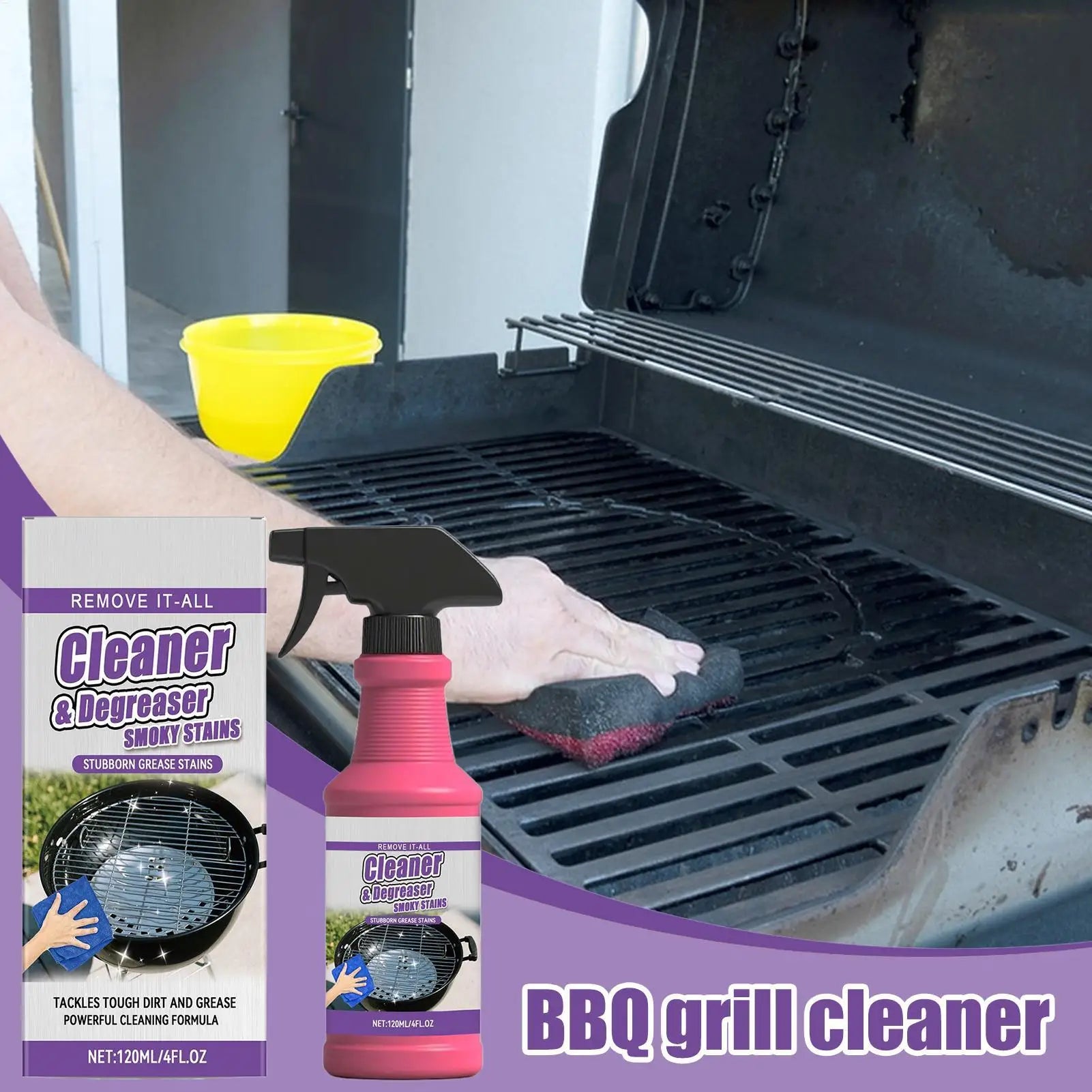 NEW Grill Degreaser Spray 120ml Stove Top Cleaner Degreaser Heavy Duty Oven Cleanser Food Spills Remover For Pot Iron Plate Dish Qme