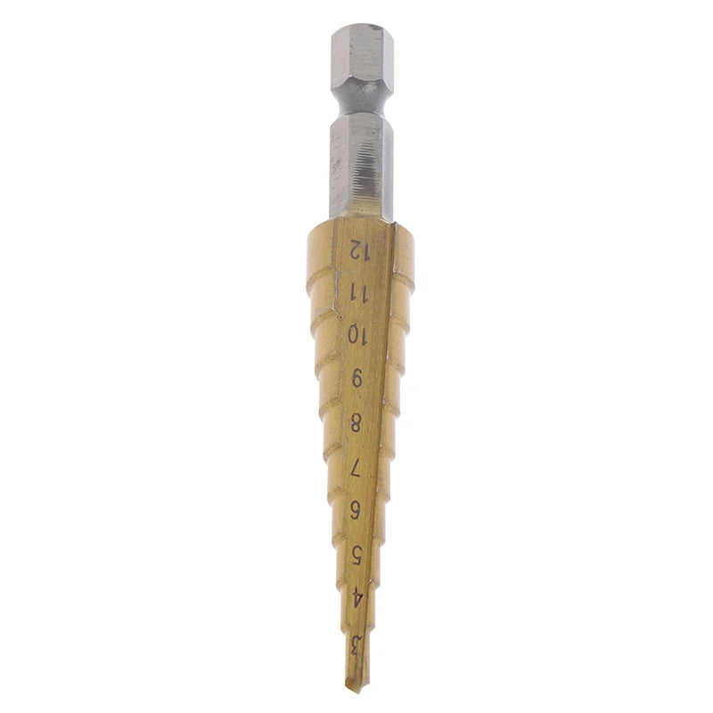 3-12mm Coated Stepped Drill Bits Hex Handle Drill Bit Metal Drilling Power Tool. Qme