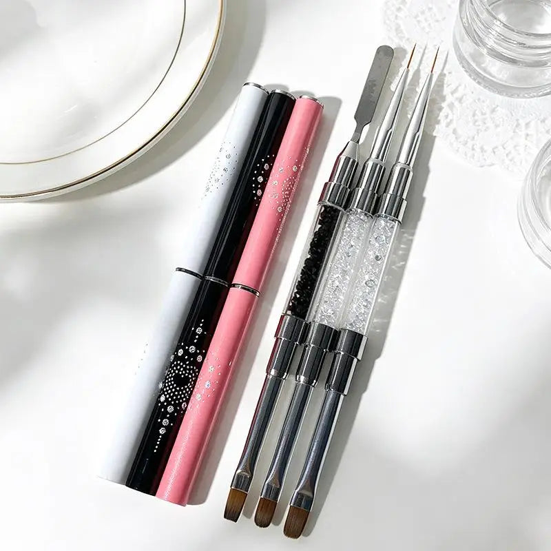 Crystal Nail Art Liner Brush Dual Head Painting Pen Lightweight Qme