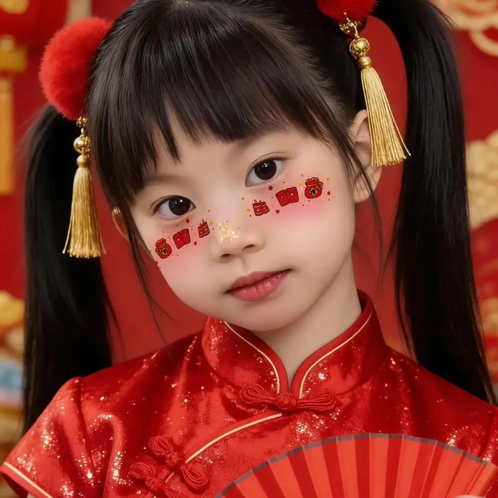 2026 New Year Face Decals Easy-Apply Festive Makeup Stickers For Parties Temporary Waterproof Facial Decor Tattoo Accessori M3M6 Qme