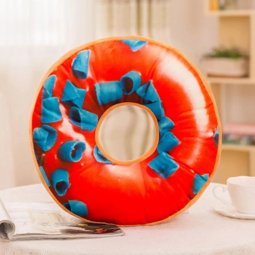 Soft And Comfortable Multi-function Plush Round Shape Cute Pillow Stuffed Seat Pad Sweet Doughnut Foods Cushion Cover Case Toys Qme