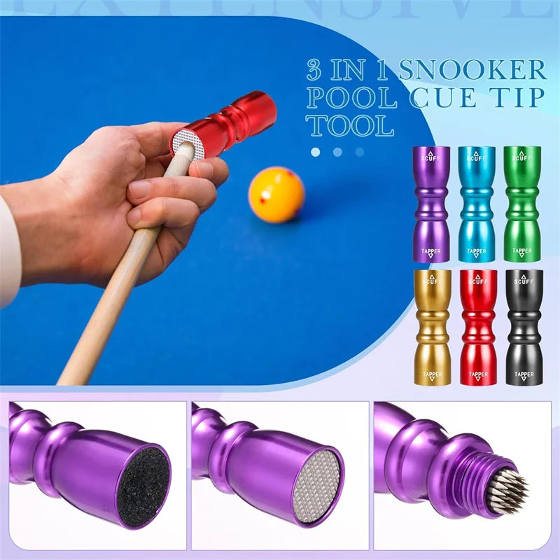3-in-1 Cue Tip Repair Tool Billiards Accessories Equipment Pool Qme