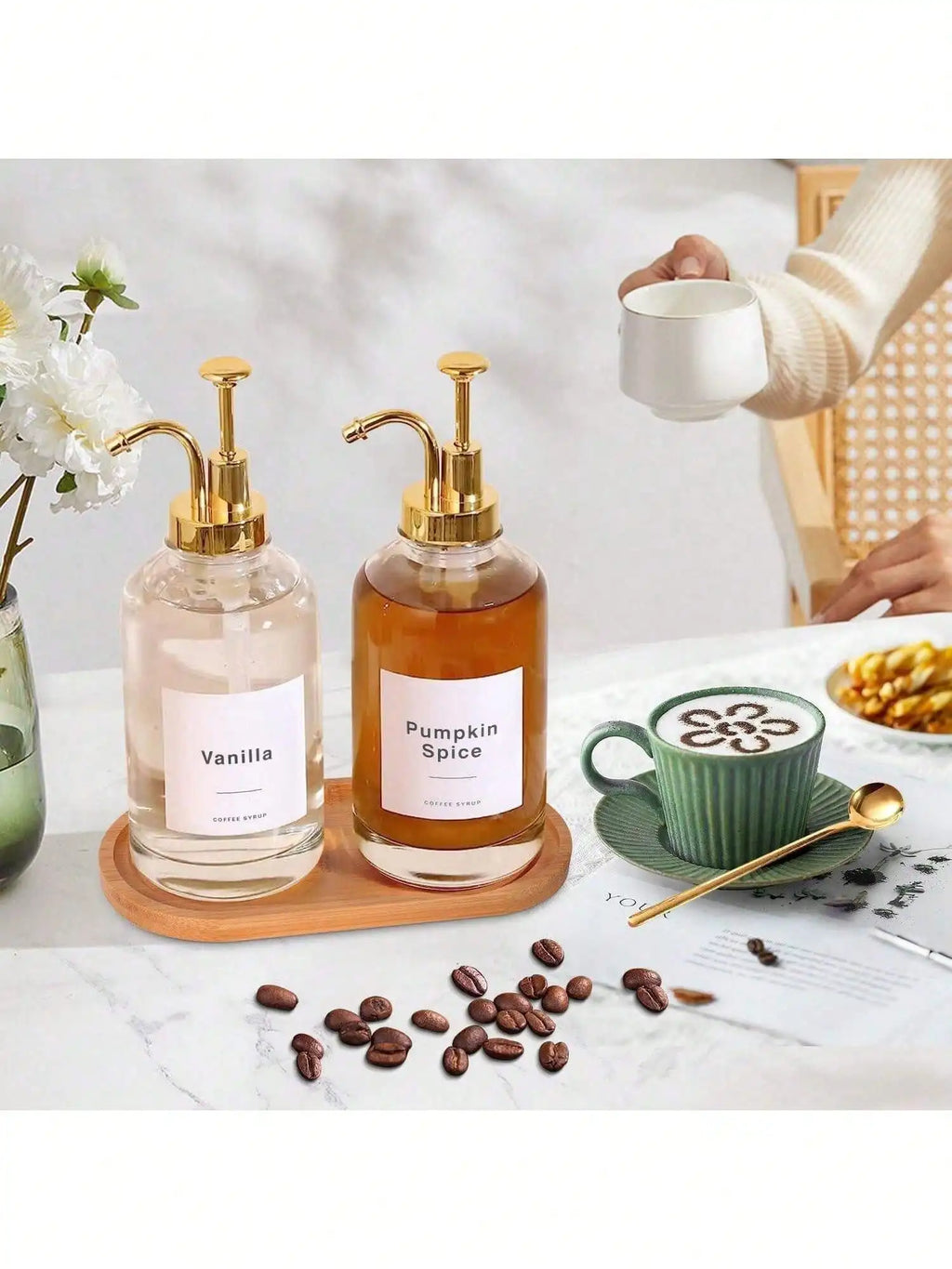 Glass Syrup Bottles Bottle Dispenser Pumps Oil Lotion Soap Mouthwash Qme