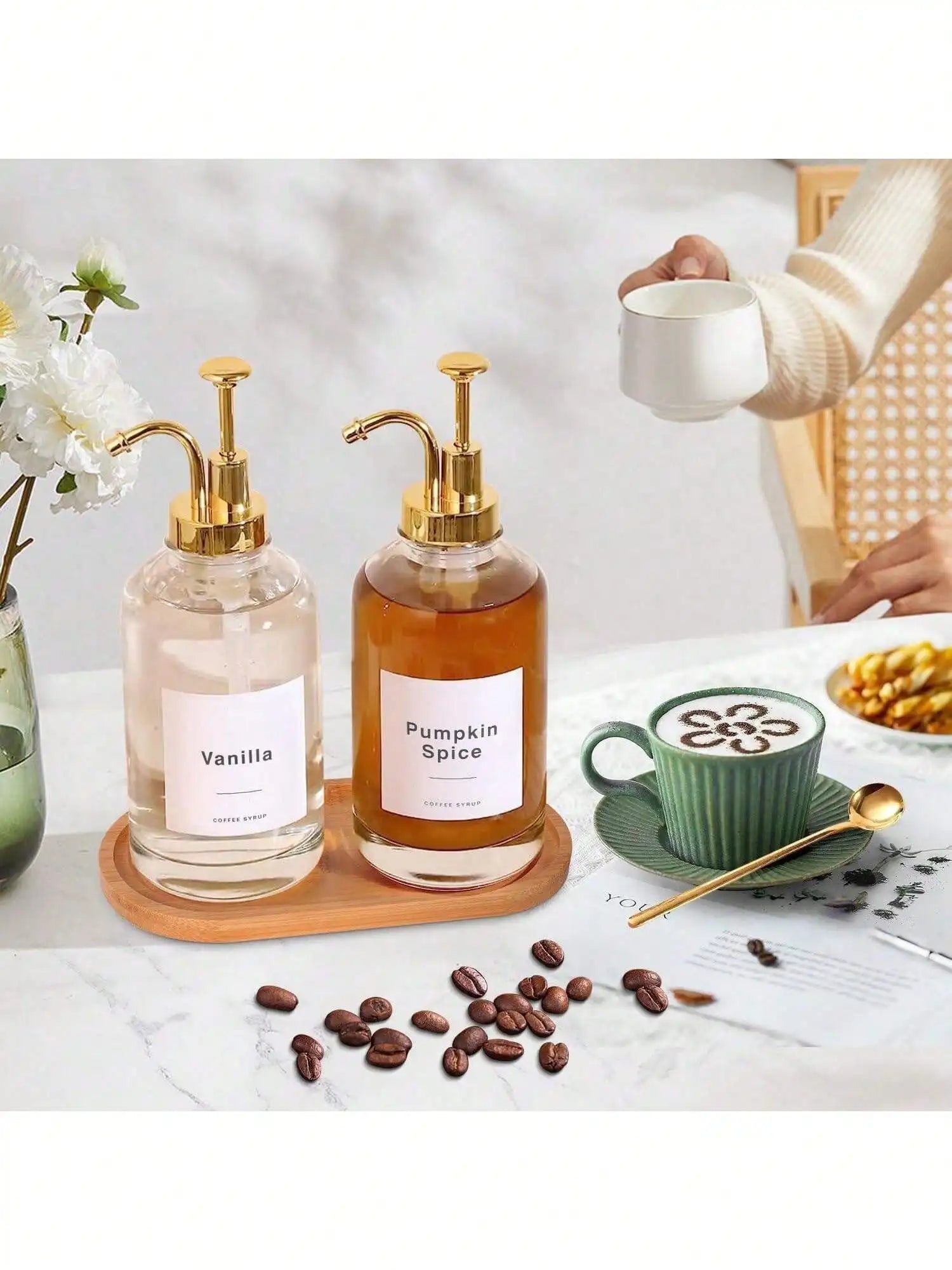 Glass Syrup Bottles Bottle Dispenser Pumps Oil Lotion Soap Mouthwash Qme
