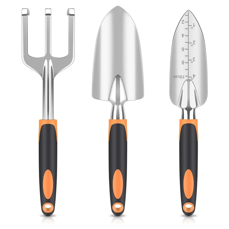 A02F-Garden Tool Set, Heavy Duty And Lightweight Aluminium Alloy Tools With Non-Slip Ergonomic Handle, Gardening Hand Tools Qme Orange NONE