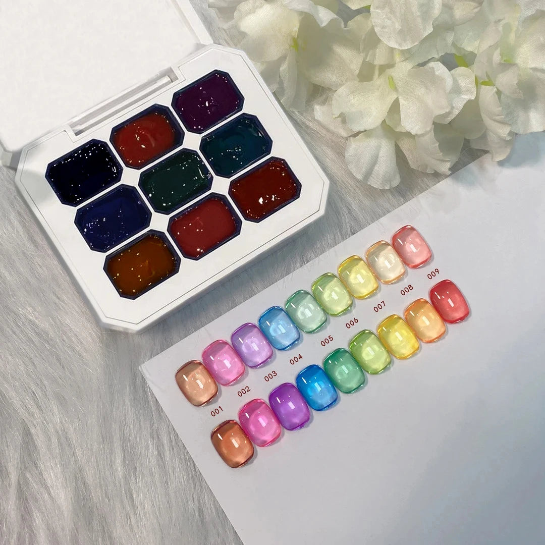 1Box 9 Colors Patting Gel Smudge Canned Saturation Popular Semi-solid Qme GTCH-9G-TGLL