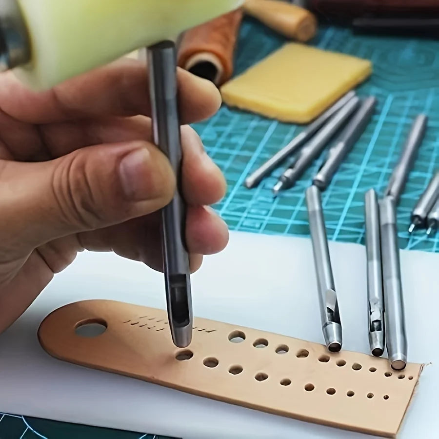 4pcs Leather Hole Punch Tool Set, 2.5mm, 3.0mm, 3.5mm, 4mm Round Hollow Punch Set, Carbon Steel Craft Punch Tools for Leather St Qme