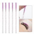 50pcs Spiral Eyelash Brush Disposable Crystal Rod Straight Head Eyelash Brush Makeup Tool Mascara Wand Applicator Extension New Qme purple 50pc