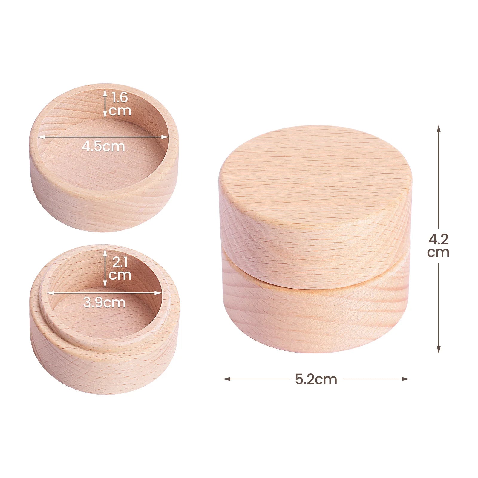 Hot Sale Solid Wood Jewelry Organizer (Black Walnut) - Jewelry Display for Earrings Couples Rings Jewelry Case Valentine Gift Qme Round Box No Lining