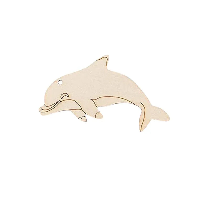 5Pcs Blank Marine Animal Wooden Crafts Painting Graffiti Material Art Coloring Pendant For Children Handmade Decor DIY Material Qme 3