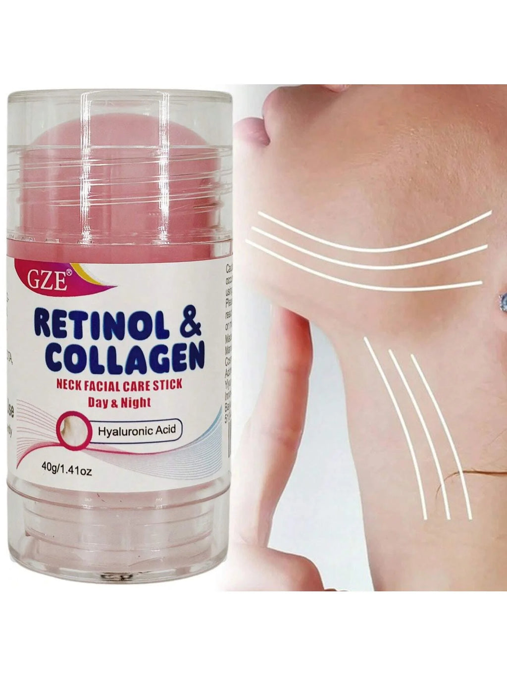 GZE Retinol & Collagen Neck Stick: Facial Moisturizer with Retinol & Collagen Complex, Day & Night Cream - Hydrating Face Cream Qme
