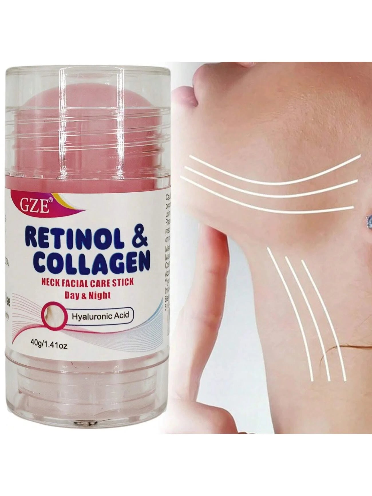 GZE Retinol & Collagen Neck Stick: Facial Moisturizer with Retinol & Collagen Complex, Day & Night Cream - Hydrating Face Cream Qme